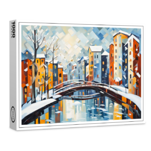 raxxa Premium-Puzzle: Cubist Cityscape with Snowy Canal