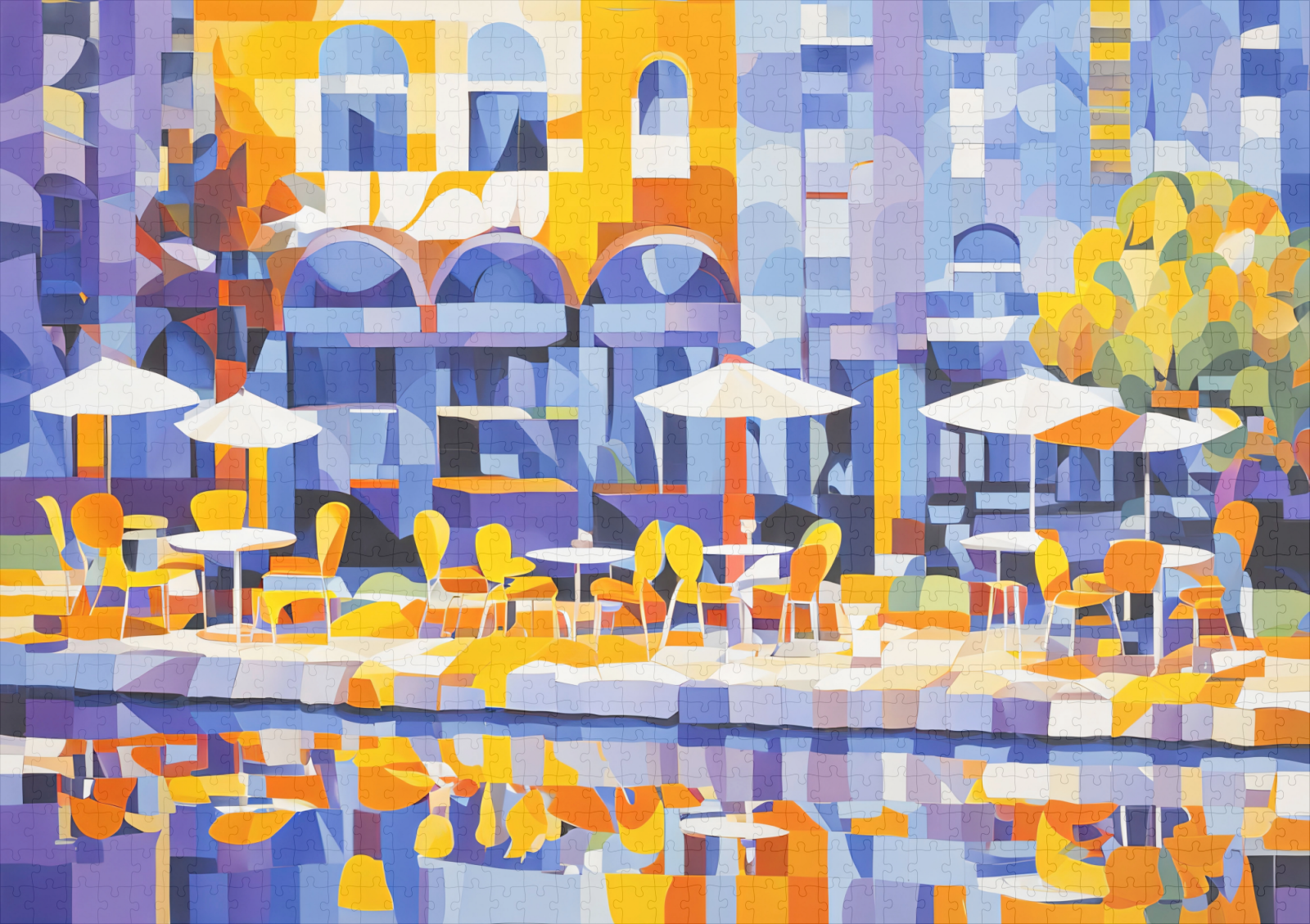 raxxa Premium-Puzzle: Cubist Street Café with Arches - Image 2