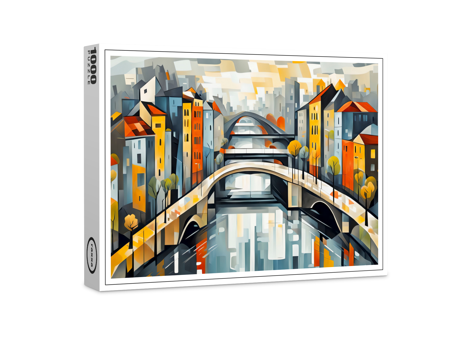 raxxa Premium-Puzzle: Cubist view over City with Canal Bridges