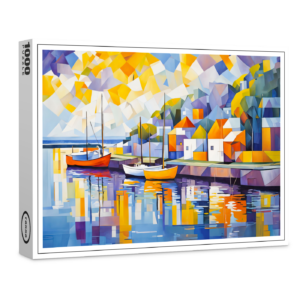 raxxa Premium-Puzzle: Cubist Mediterranean Town with Boats