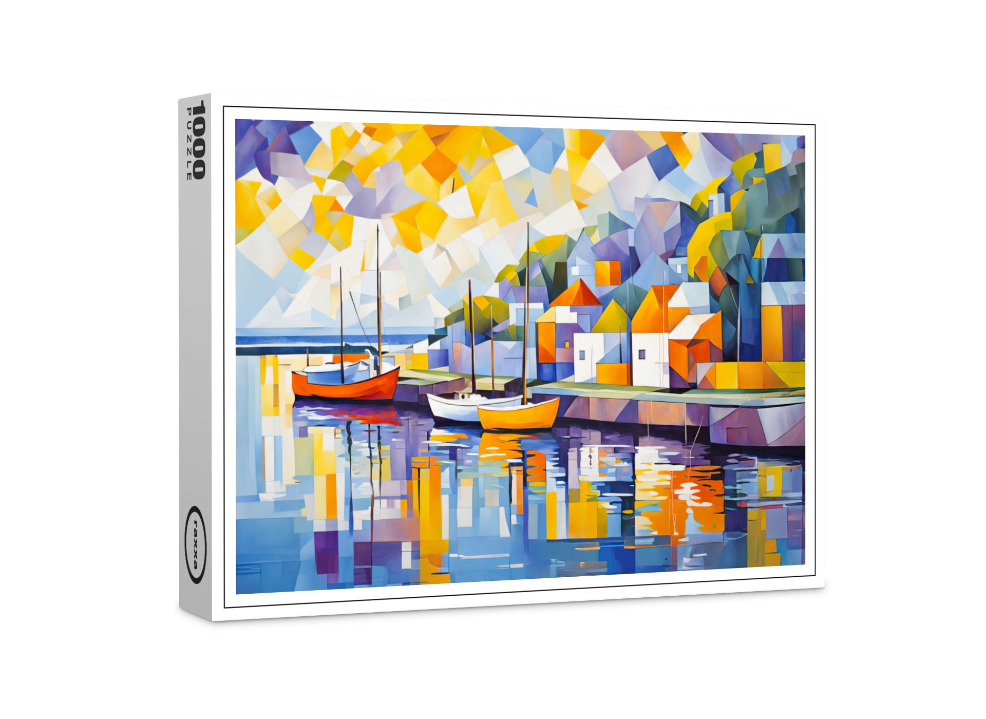 raxxa Premium-Puzzle: Cubist Mediterranean Town with Boats