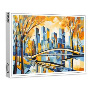 raxxa Premium-Puzzle: Cubist Snowy City with Canal Bridges