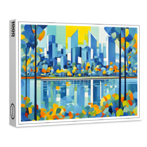 raxxa Premium-Puzzle: Cubist Skyline Reflected in Water