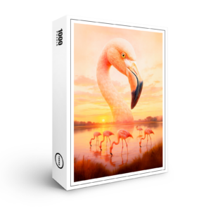 raxxa Premium-Puzzle: Double Exposure Portrait of Pink Flamingo