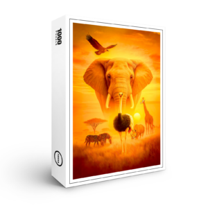 raxxa Premium-Puzzle: African Wildlife Group Scene in Double Exposure