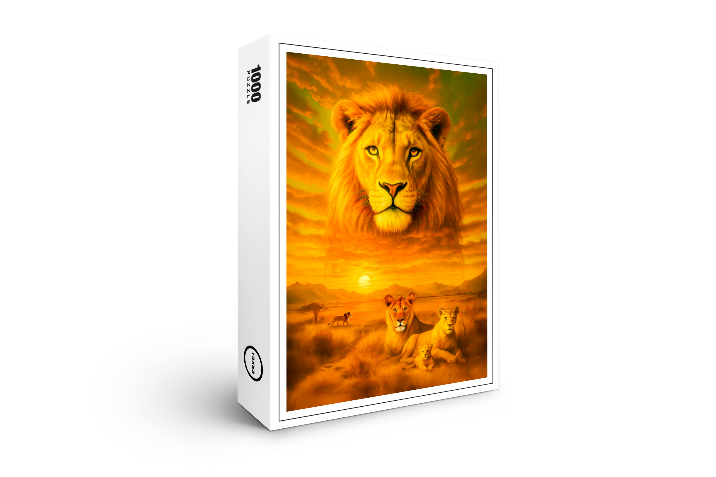 raxxa Premium-Puzzle: Double Exposure Portrait of African Lion