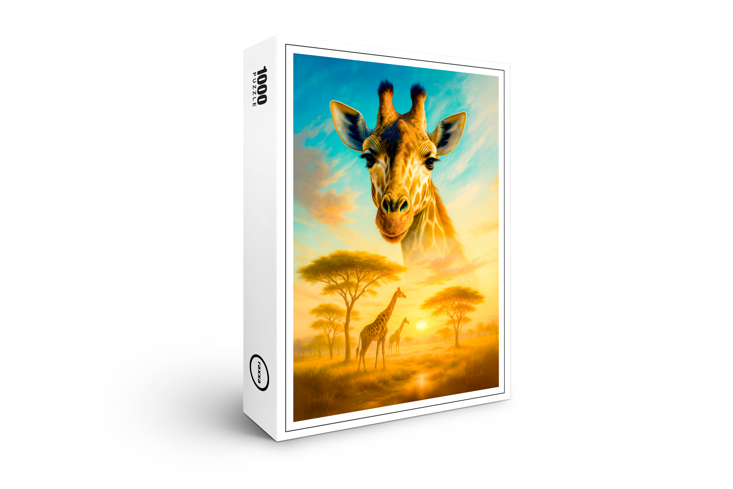 raxxa Premium-Puzzle: Double Exposure Portrait of African Giraffe