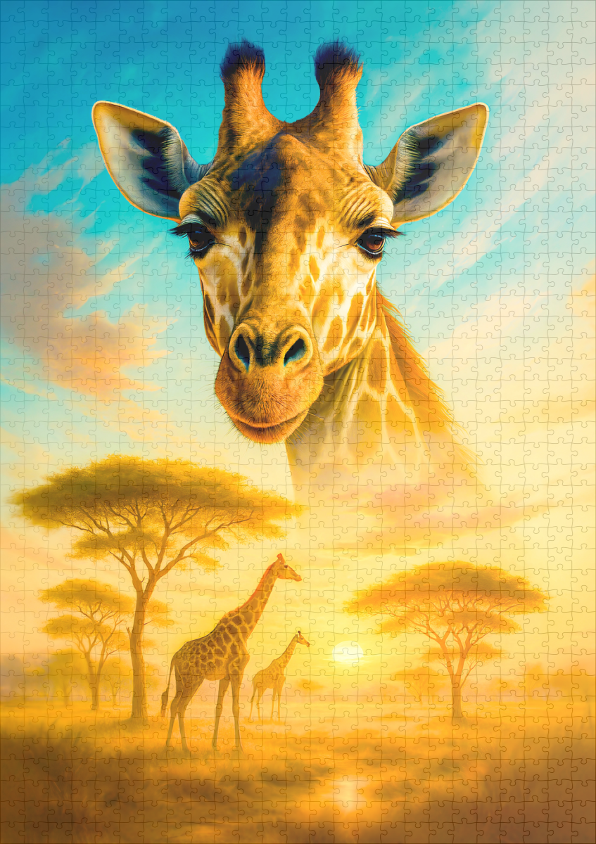 raxxa Premium-Puzzle: Double Exposure Portrait of African Giraffe - immagine 2