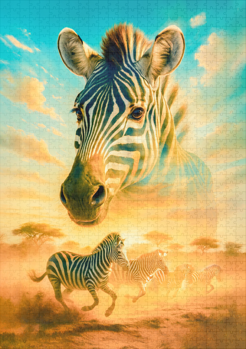 raxxa Premium-Puzzle: Double Exposure Portrait of Zebra – Image 2
