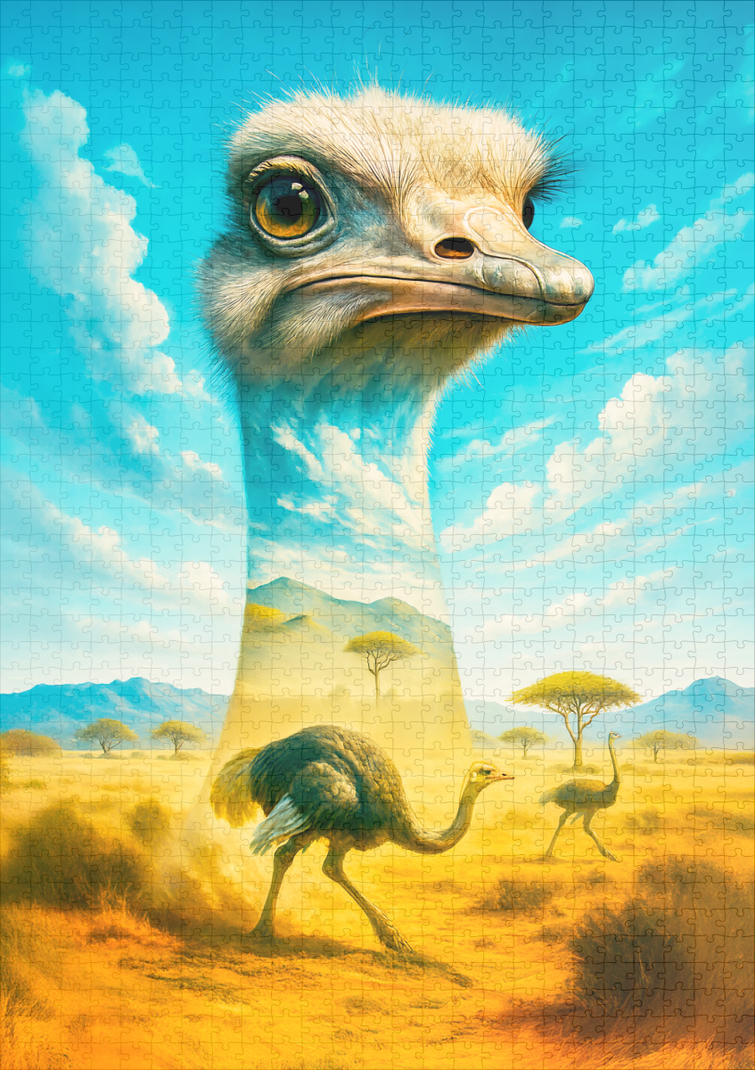 raxxa Premium-Puzzle: Double Exposure Portrait of Ostrich - immagine 2