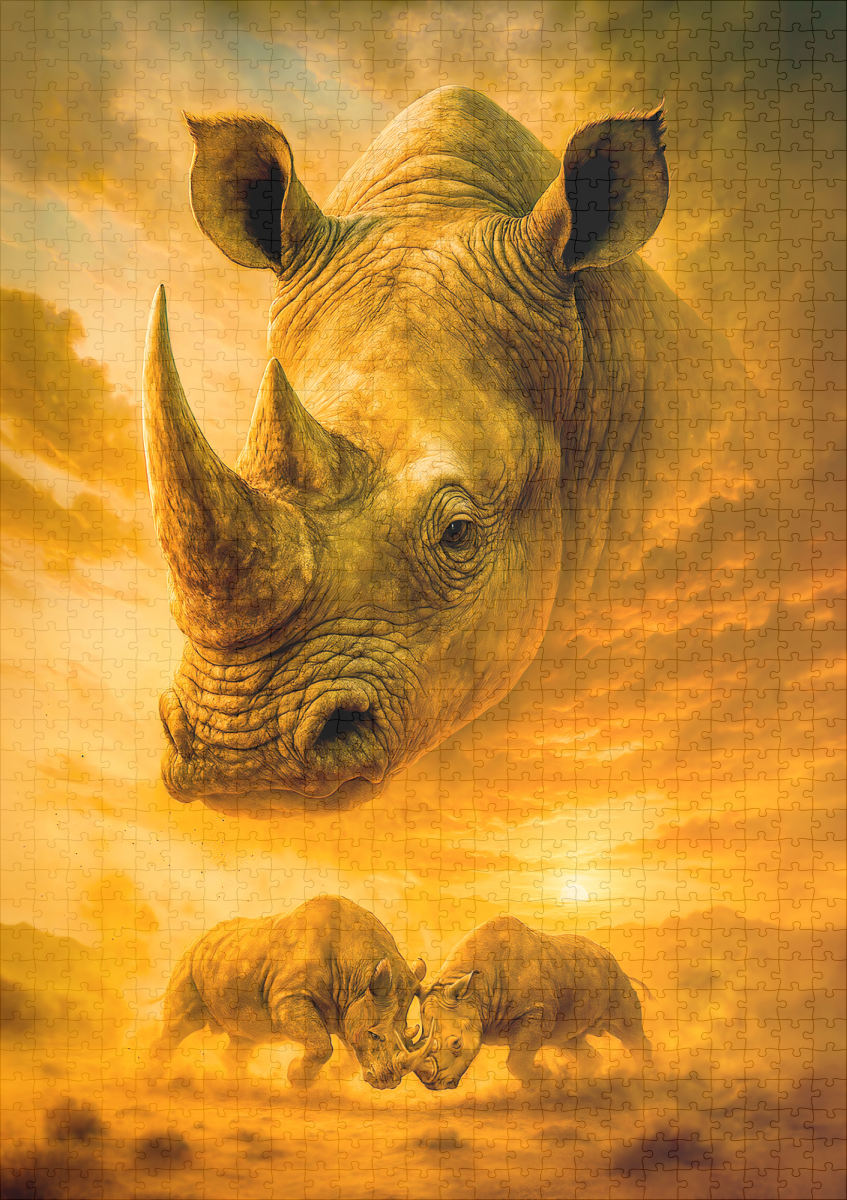 raxxa Premium-Puzzle: Double Exposure Portrait of White Rhino - immagine 2