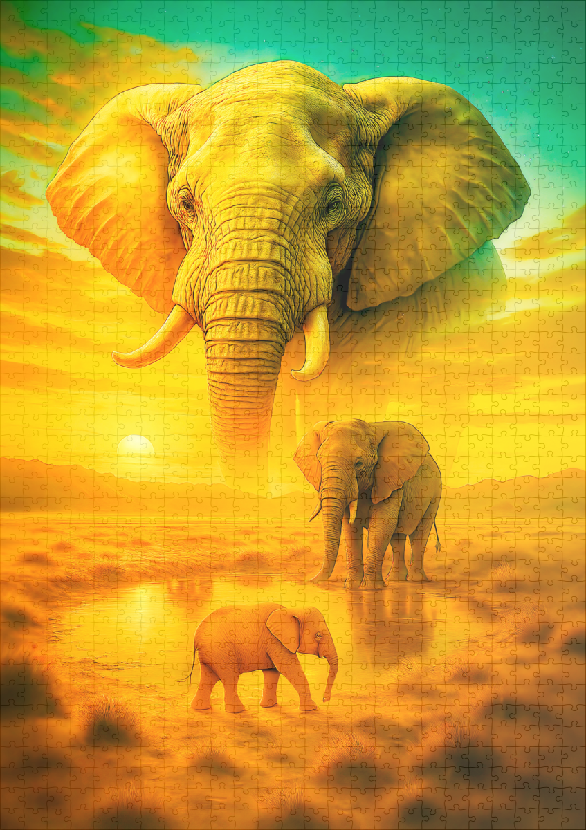 raxxa Premium-Puzzle: Double Exposure Portrait of African Elephant - Imagen 2