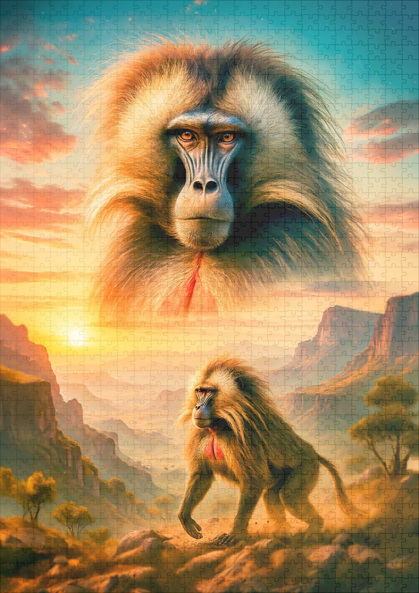 raxxa Premium-Puzzle: Double Exposure Portrait of Gelada Baboon – Image 2
