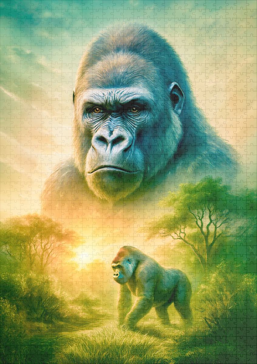 raxxa Premium-Puzzle: Double Exposure Portrait of Mountain Gorilla – Bild 2