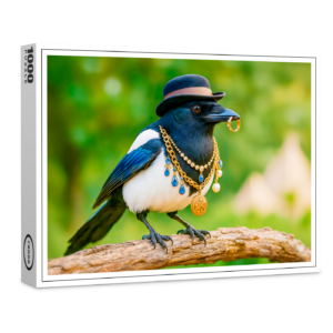raxxa Premium-Puzzle: Magpie Covered in Jewelry and Gems