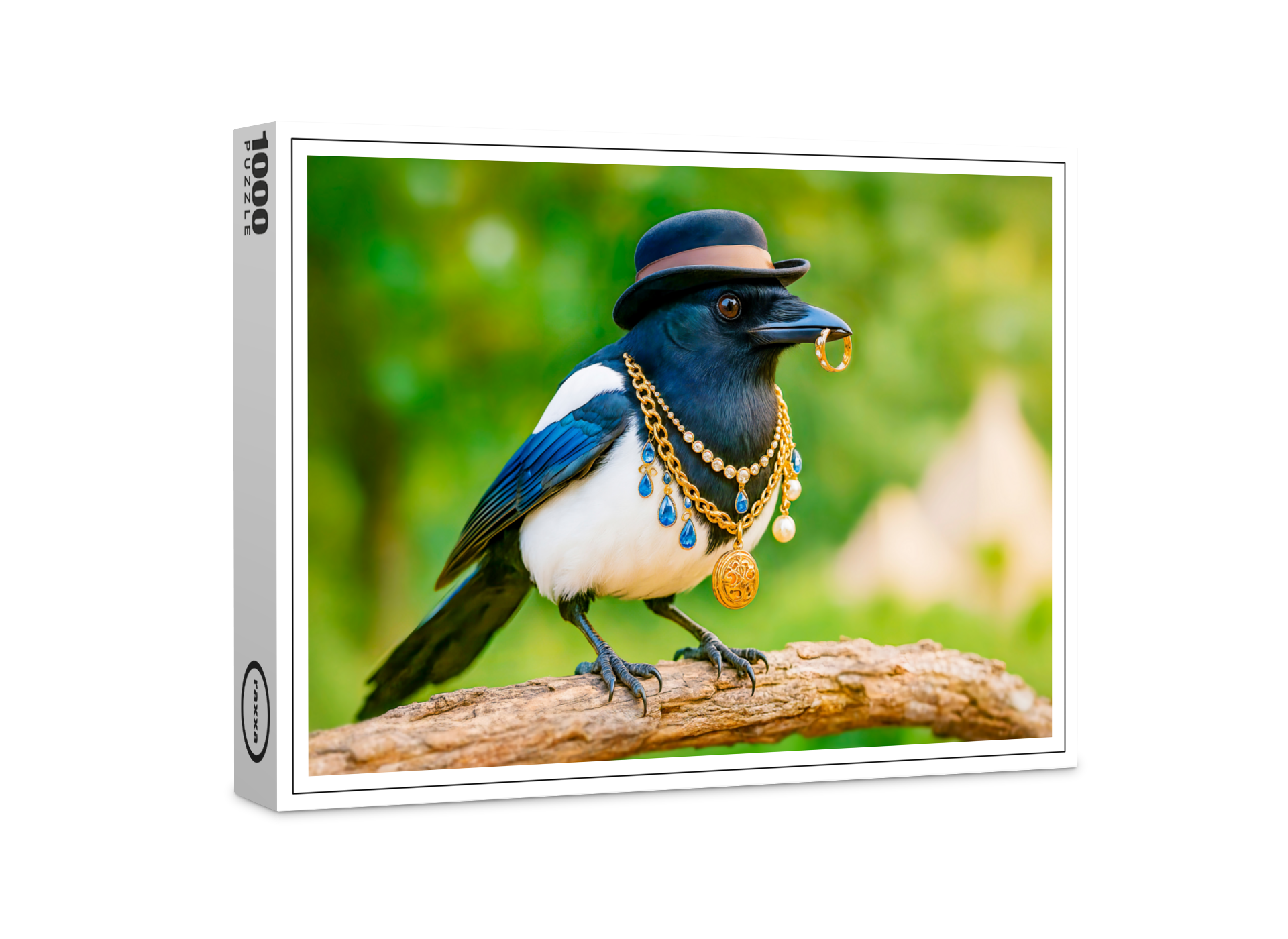 raxxa Premium-Puzzle: Magpie Covered in Jewelry and Gems