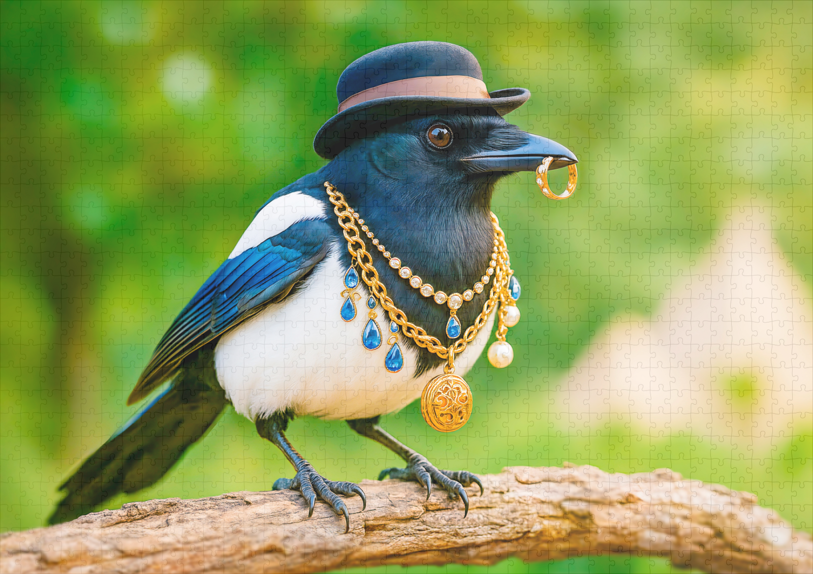 raxxa Premium-Puzzle: Magpie Covered in Jewelry and Gems – Bild 2