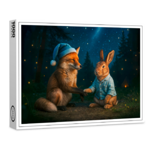 raxxa Premium-Puzzle: Fox and Hare Say Goodnight in Forest