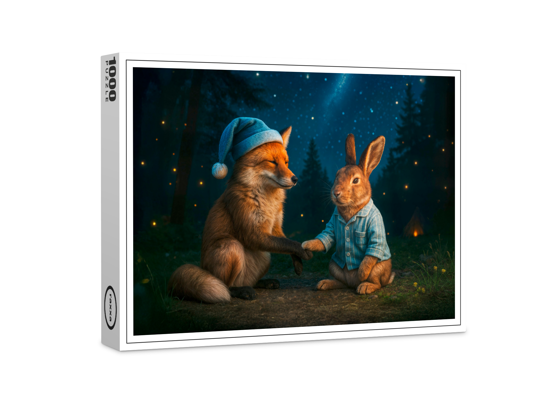raxxa Premium-Puzzle: Fox and Hare Say Goodnight in Forest