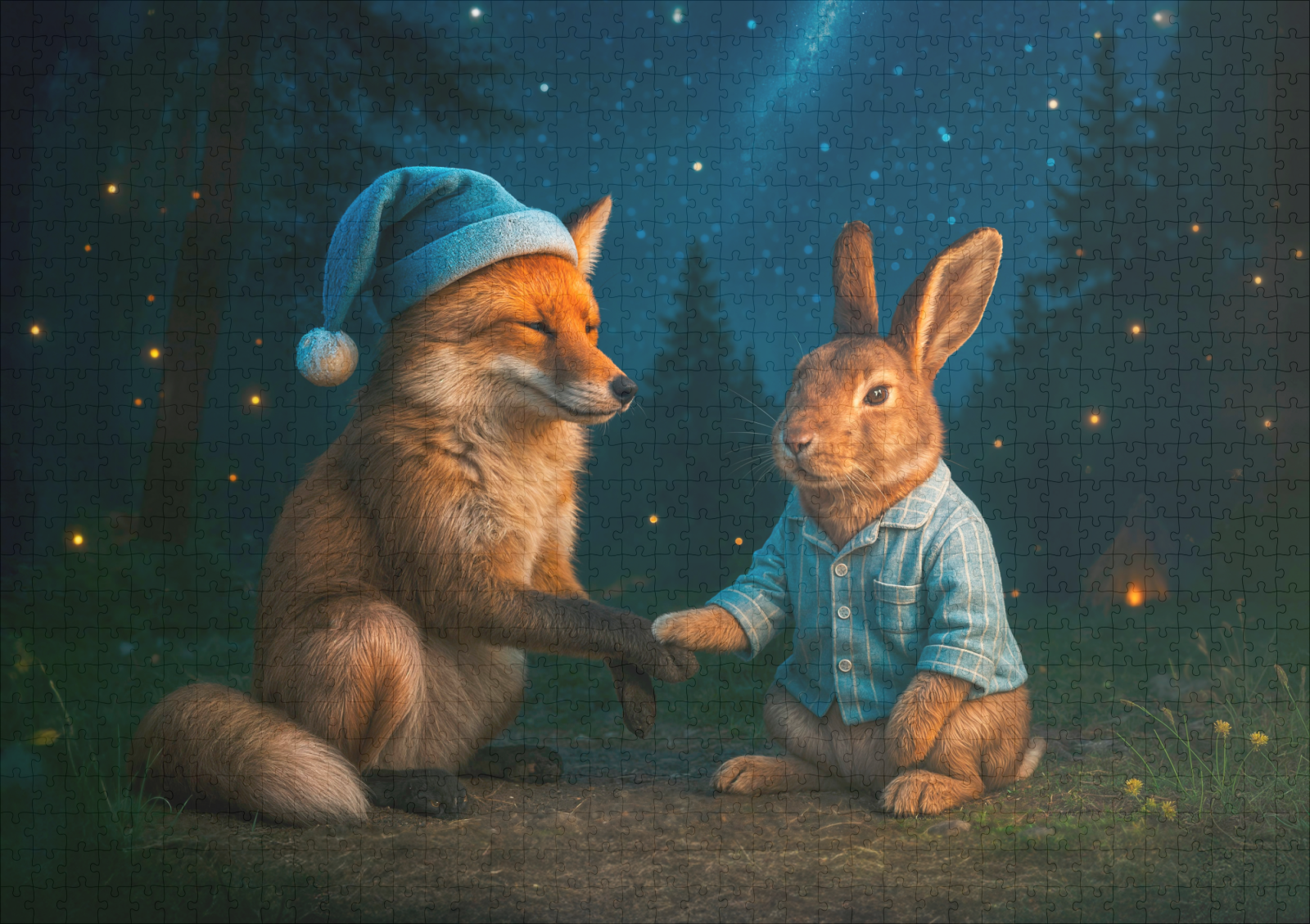 raxxa Premium-Puzzle: Fox and Hare Say Goodnight in Forest – Bild 2
