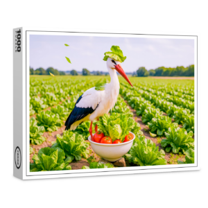 raxxa Premium-Puzzle: Stork Standing Awkwardly in Salad Patch