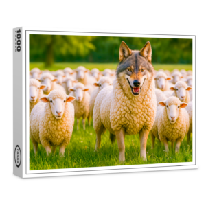 raxxa Premium-Puzzle: Wolf Disguised Among Sheep in Meadow