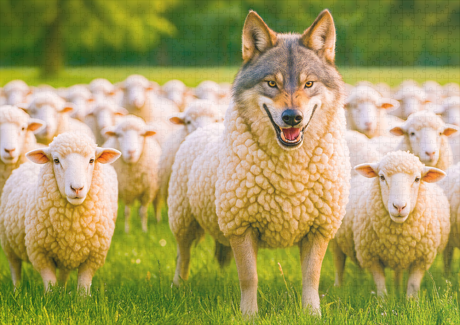raxxa Premium-Puzzle: Wolf Disguised Among Sheep in Meadow - immagine 2