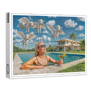 raxxa Premium-Puzzle: Rich Woman Watches Flying Cows from Pool