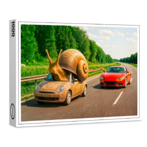 raxxa Premium-Puzzle: Snail Car Crawling on Country Road