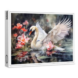raxxa Premium-Puzzle: Swan in lotus pond with soft colors