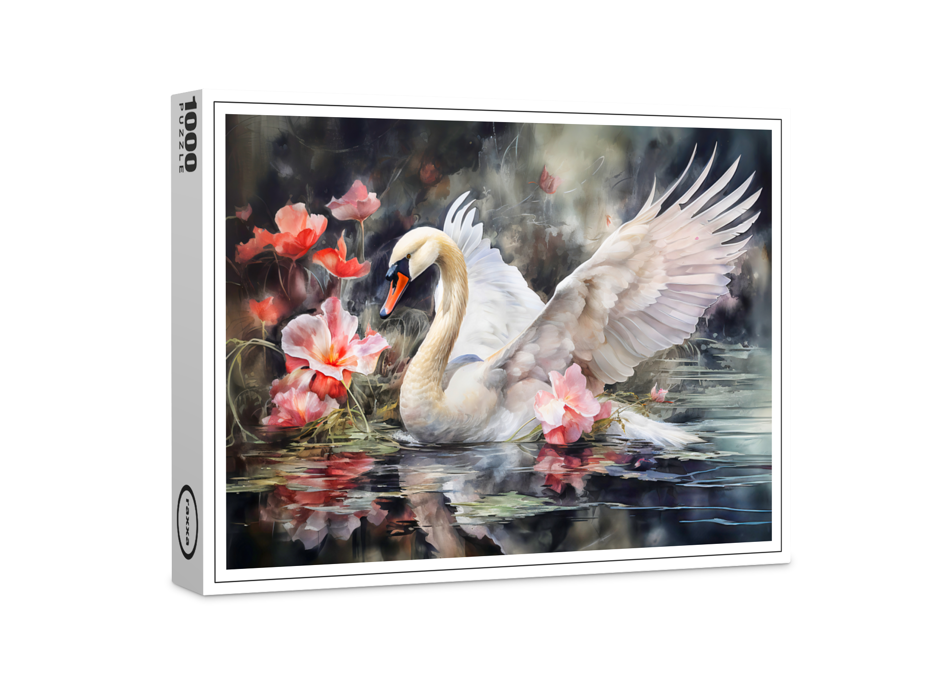 raxxa Premium-Puzzle: Swan in lotus pond with soft colors