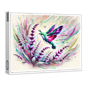 raxxa Premium-Puzzle: Hummingbird Hawk-Moth with Sage in Oil Painting