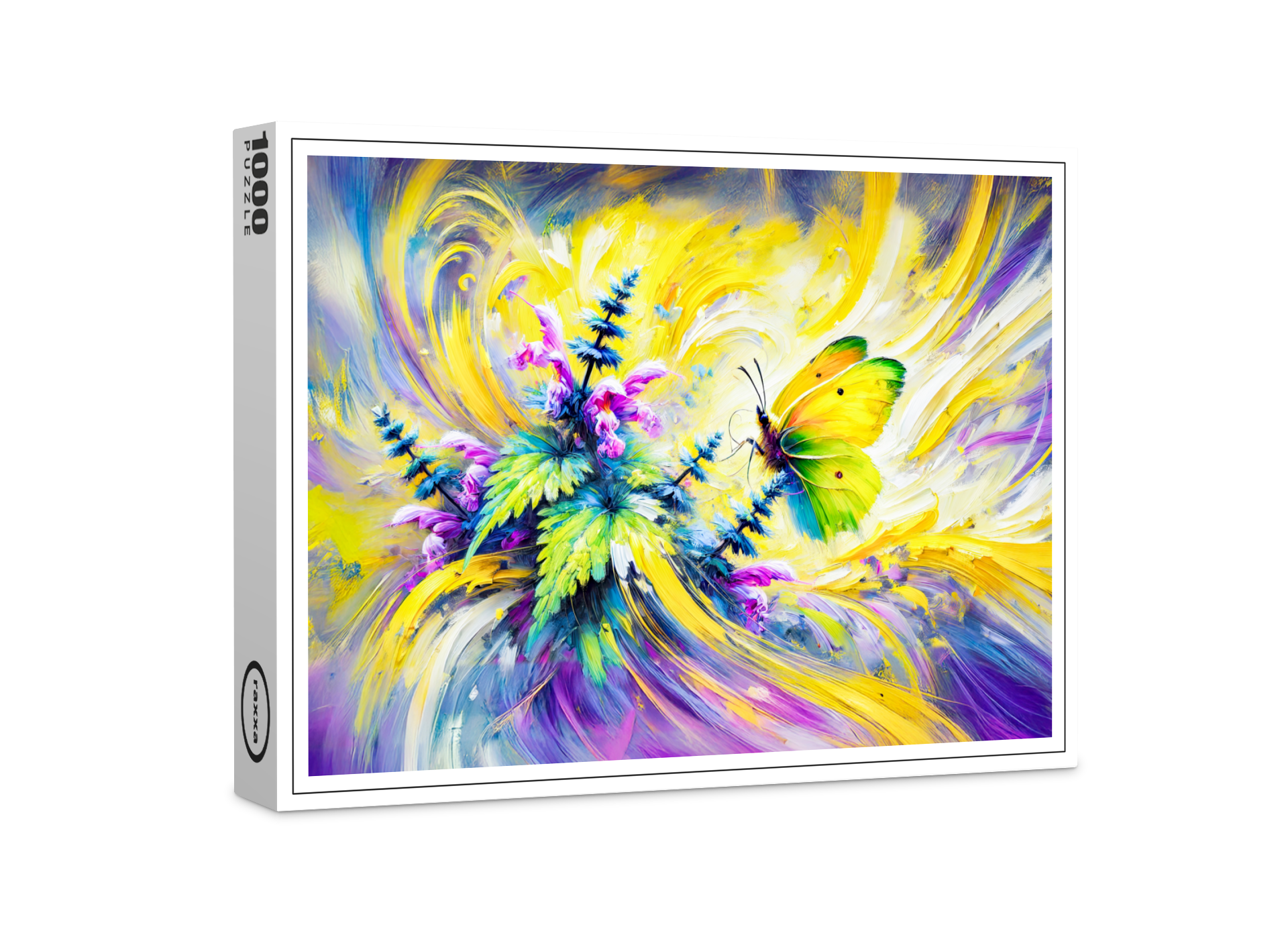 raxxa Premium-Puzzle: Brimstone Butterfly with Dead Nettle Flowers in Oil Painting