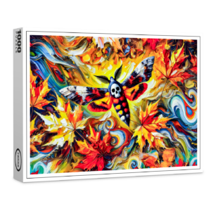 raxxa Premium-Puzzle: Deaths-head Hawk-Moth with Autumn Leaves in Oil Painting