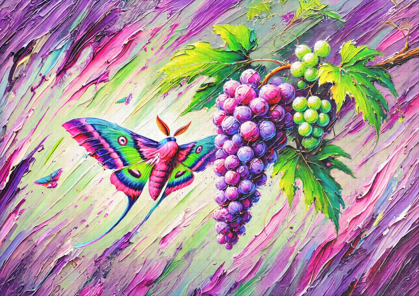 raxxa Premium-Puzzle: Wine Hawk-Moth Among Grapes in Oil Paintings – Image 2