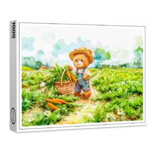raxxa Premium-Puzzle: Teddy Bear Carrying a Basket of Carrots