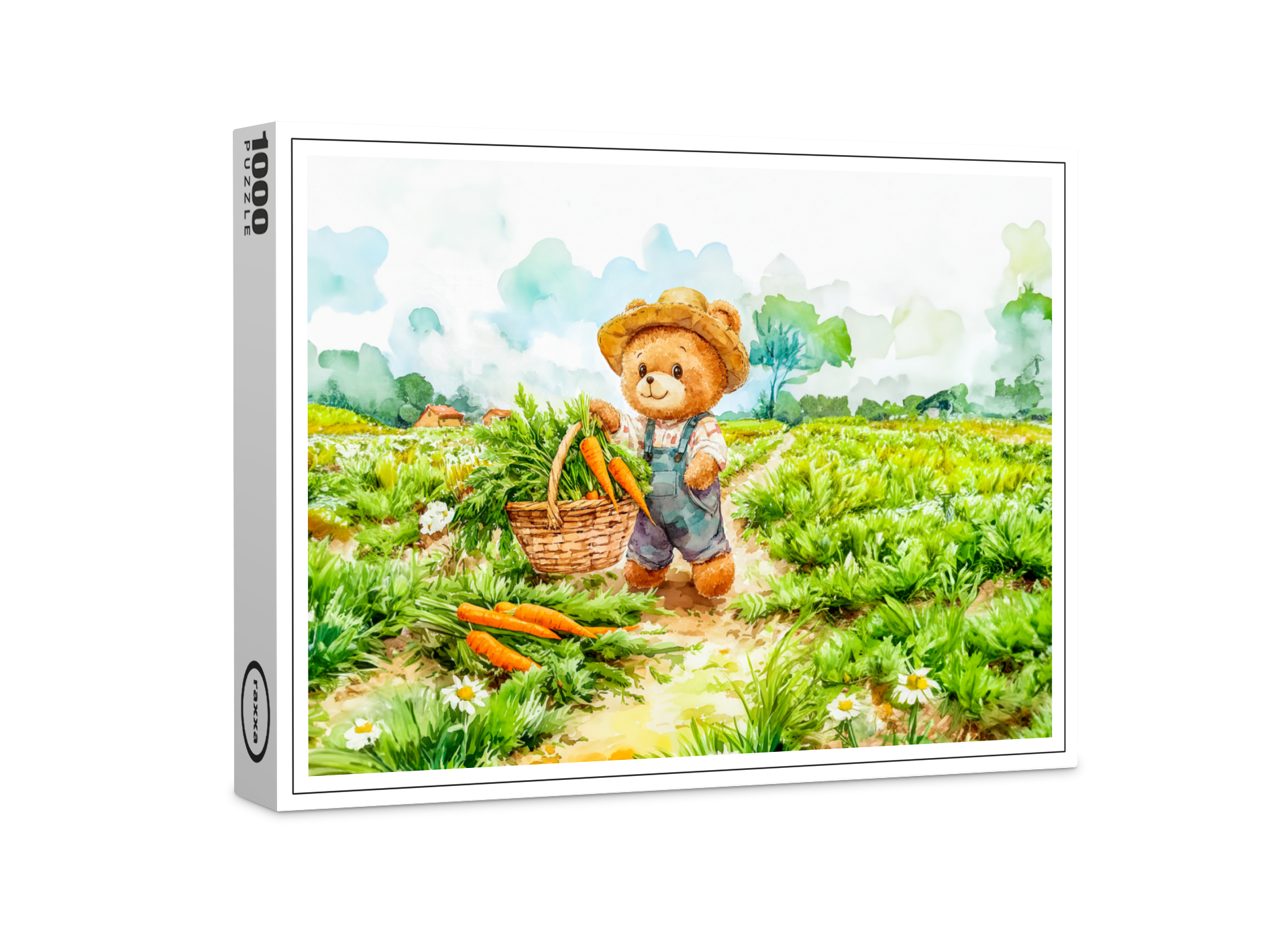 raxxa Premium-Puzzle: Teddy Bear Carrying a Basket of Carrots