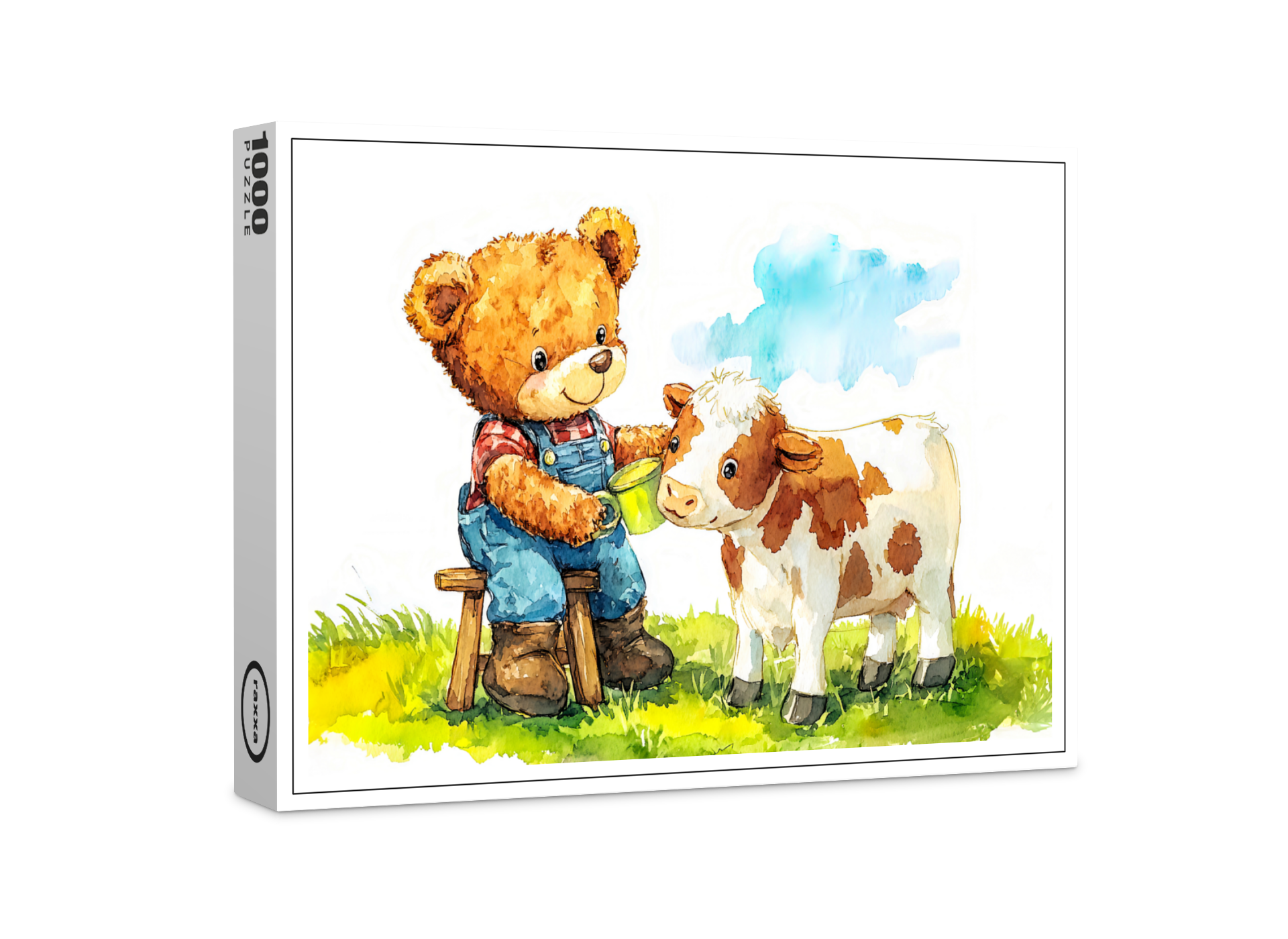 raxxa Premium-Puzzle: Teddy Bear Feeding a Calf