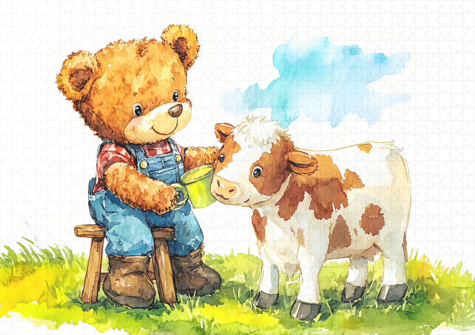 raxxa Premium-Puzzle: Teddy Bear Feeding a Calf – Bild 2