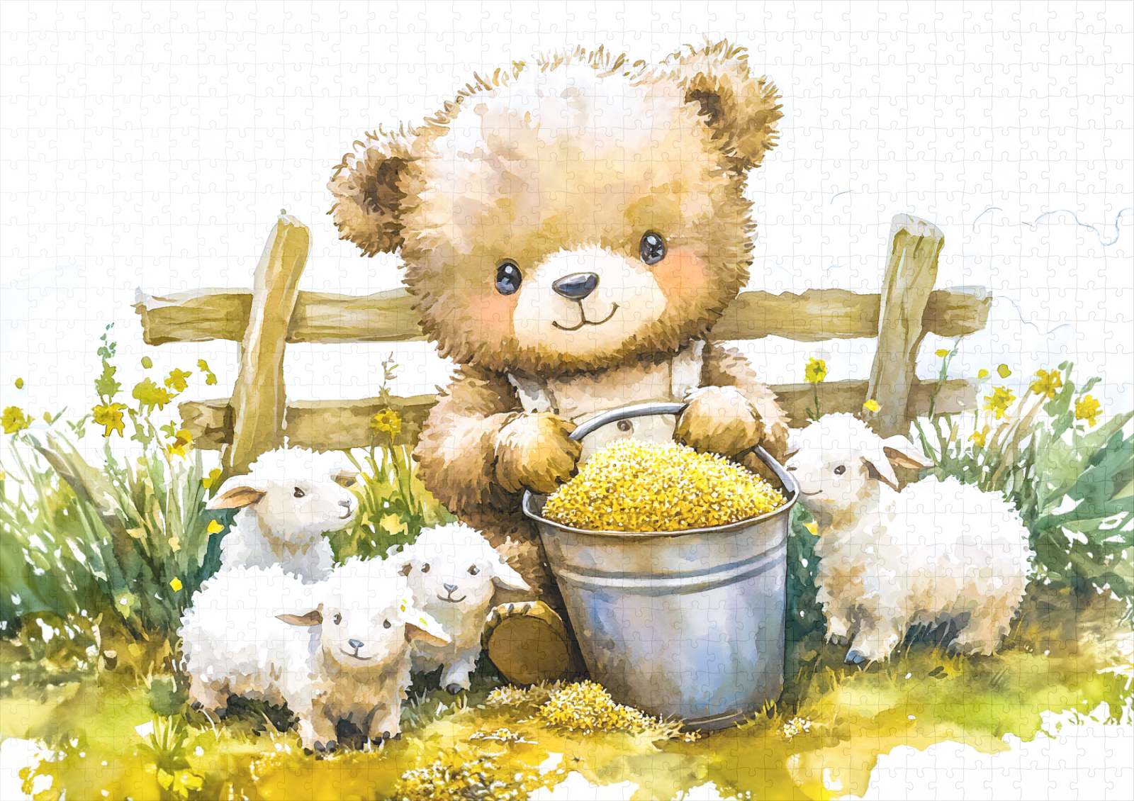 raxxa Premium-Puzzle: Teddy Bear Feeding Sheep on Farm - immagine 2