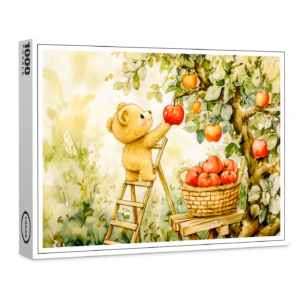 raxxa Premium-Puzzle: Teddy Bear Harvesting Apples with Ladder