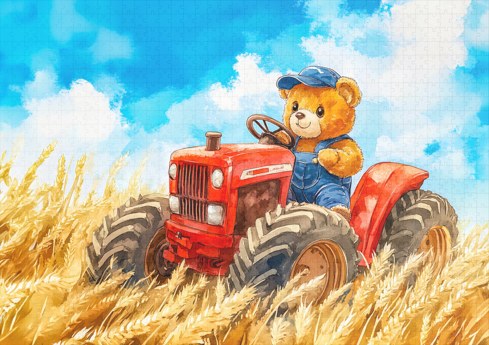 raxxa Premium-Puzzle: Teddy Bear Driving a Tractor in Wheat Field - immagine 2