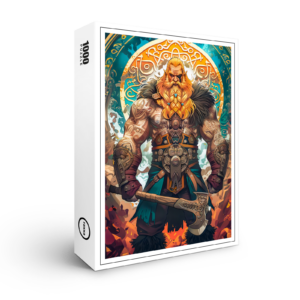 raxxa Premium-Puzzle: Vibrant Viking Warrior with Axe Norse Mythology Comic