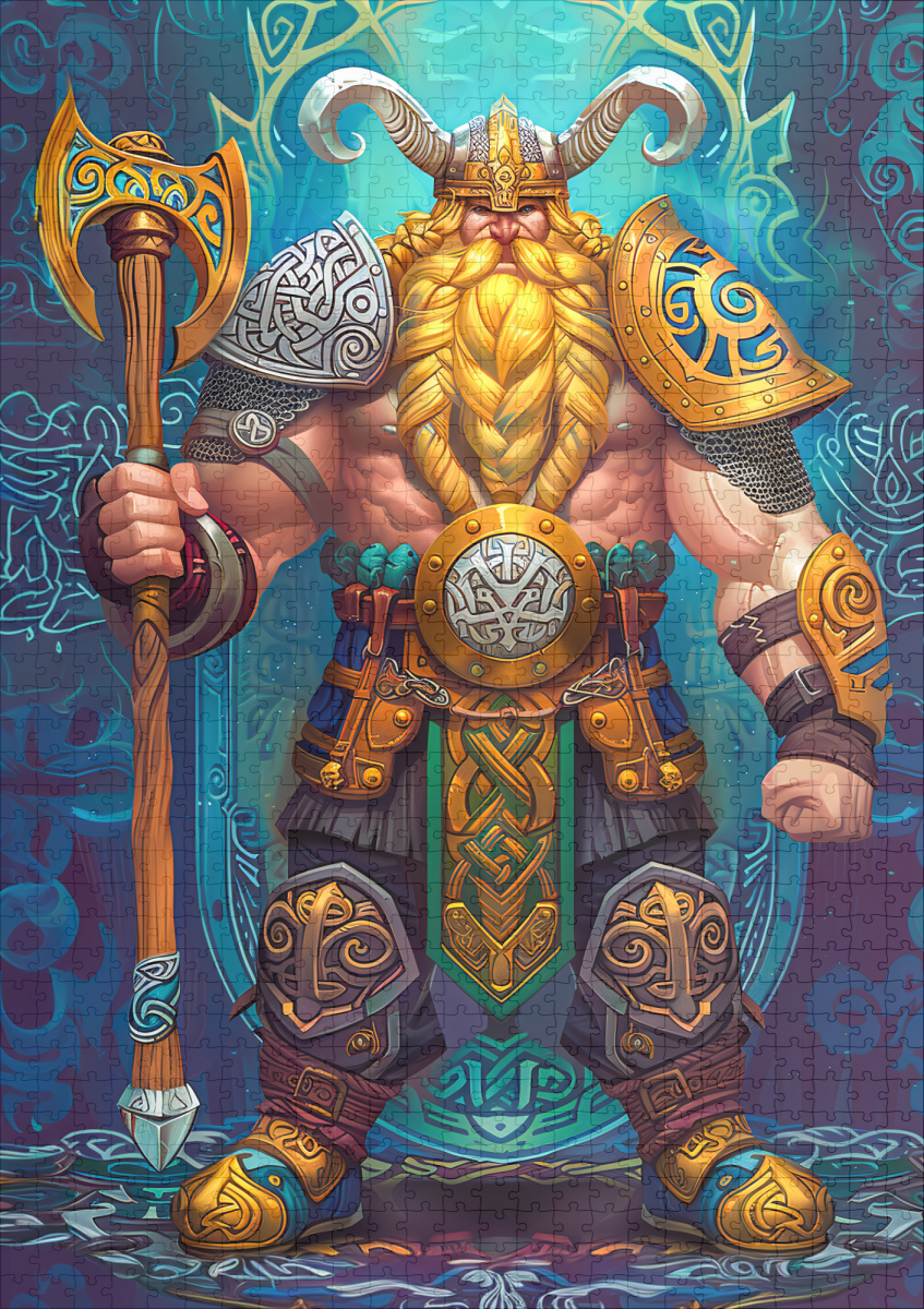 raxxa Premium-Puzzle: Viking Illustration Of Berserker Rage In Blood-Red Battle Storm – Bild 2
