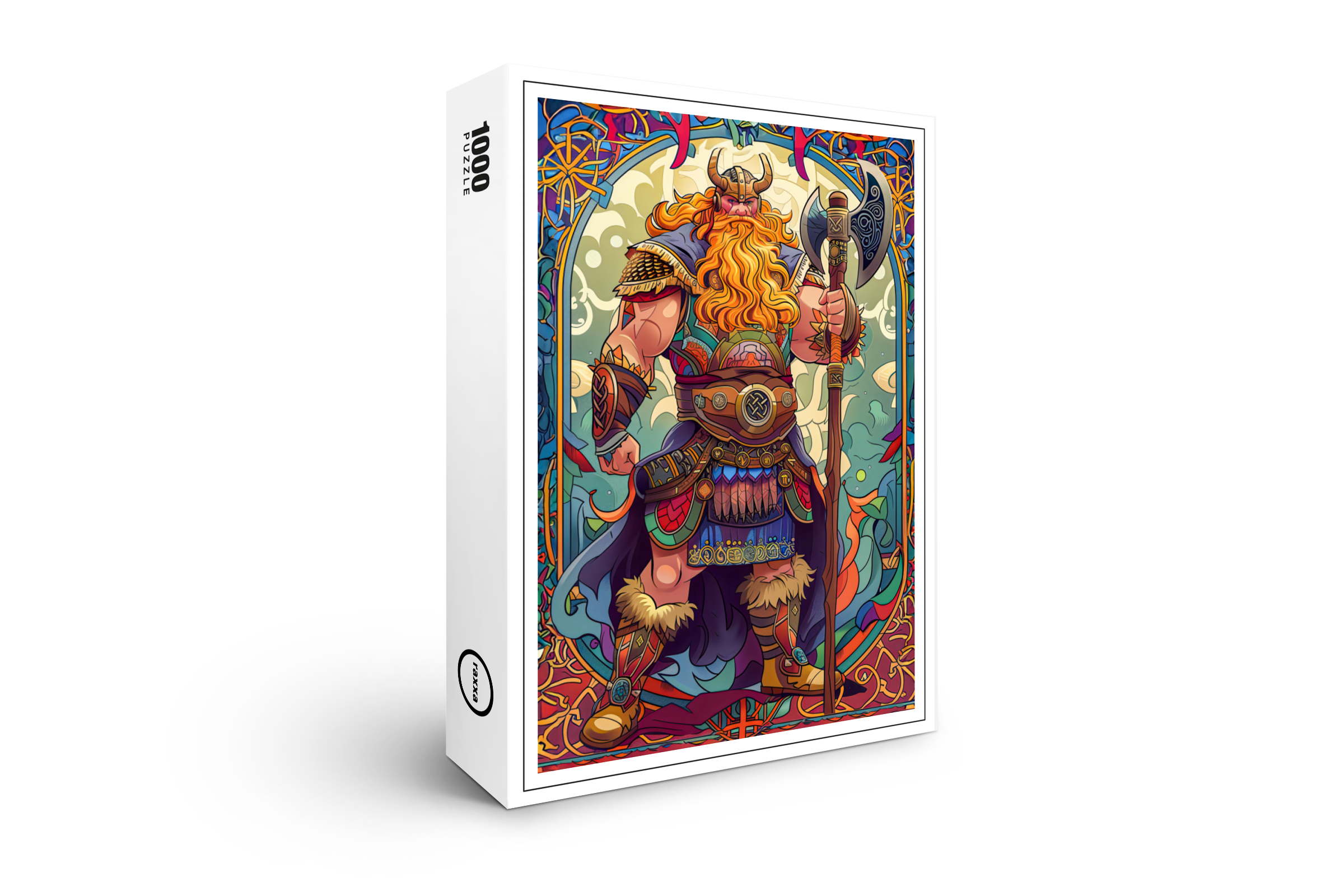 raxxa Premium-Puzzle: Viking Illustration Of Shieldmaiden Vow Beneath Thunderous Gray Skies