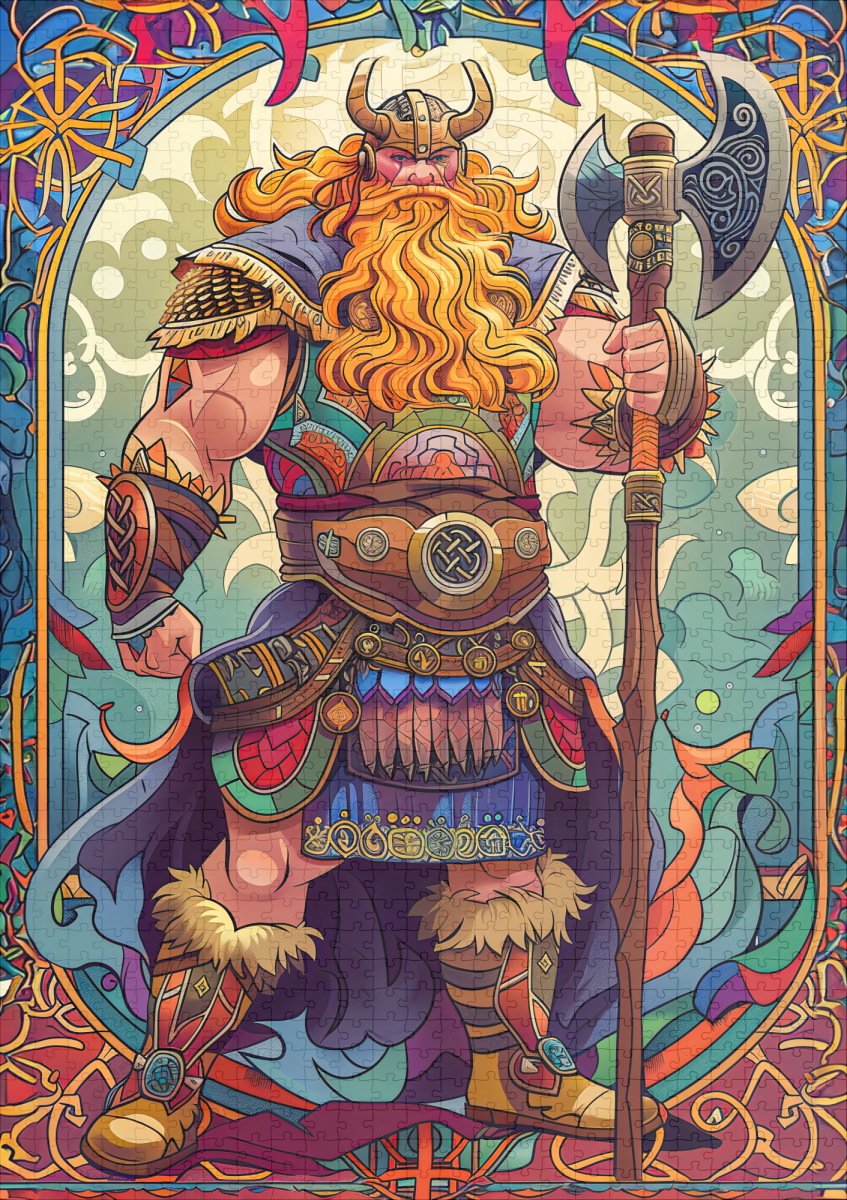 raxxa Premium-Puzzle: Viking Illustration Of Shieldmaiden Vow Beneath Thunderous Gray Skies – Bild 2