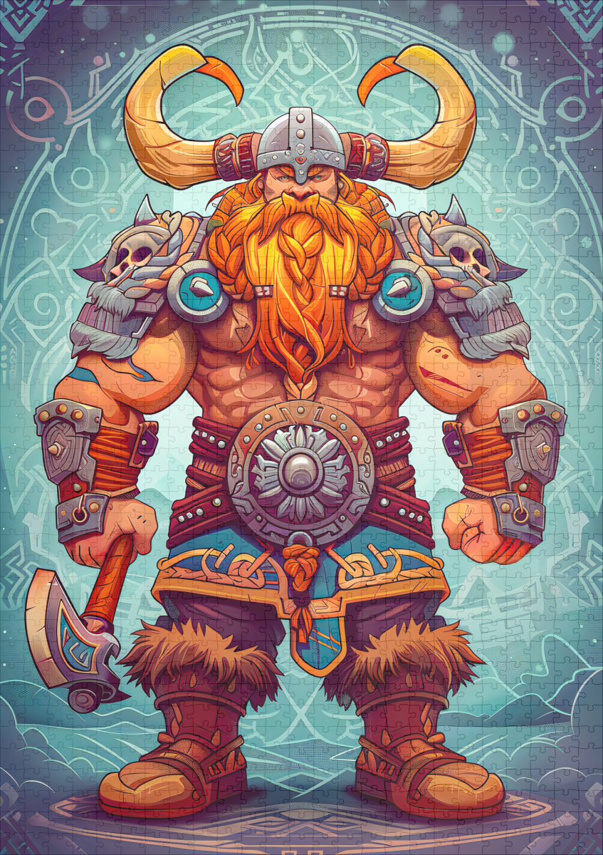 raxxa Premium-Puzzle: Viking Illustration Of Haunted Longship Sailing Through Misty Fjord – Image 2