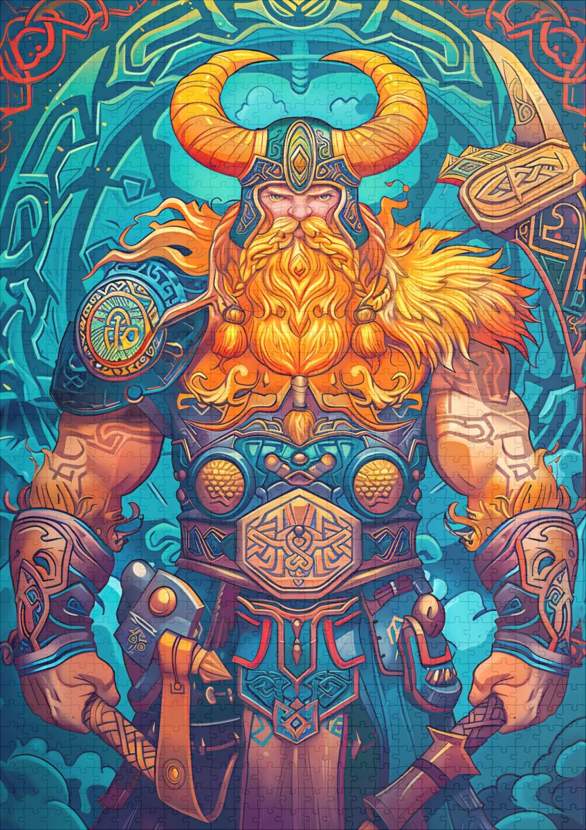 raxxa Premium-Puzzle: Viking Illustration Of Odin’s Judgment Over Fallen Battlefield Warriors – Bild 2