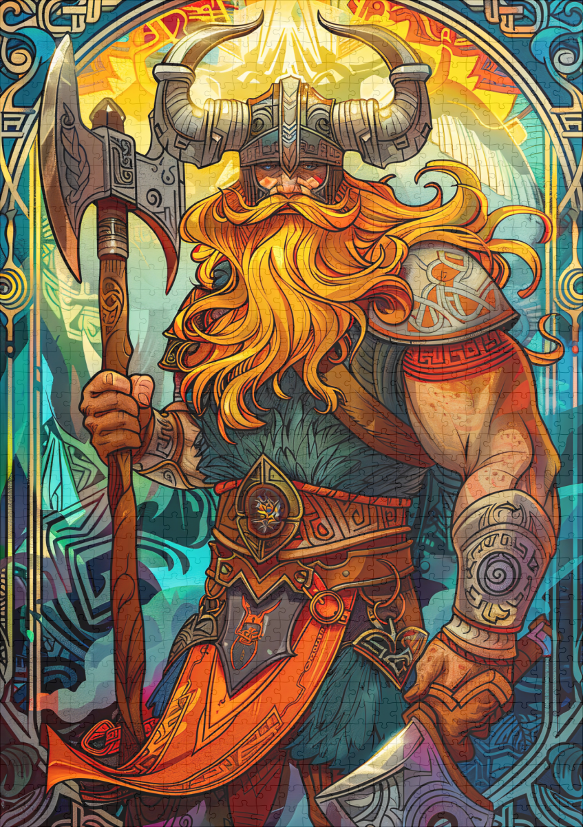 raxxa Premium-Puzzle: Viking Illustration Of Glowing Runes Found In Forgotten Mountain Cave – Bild 2