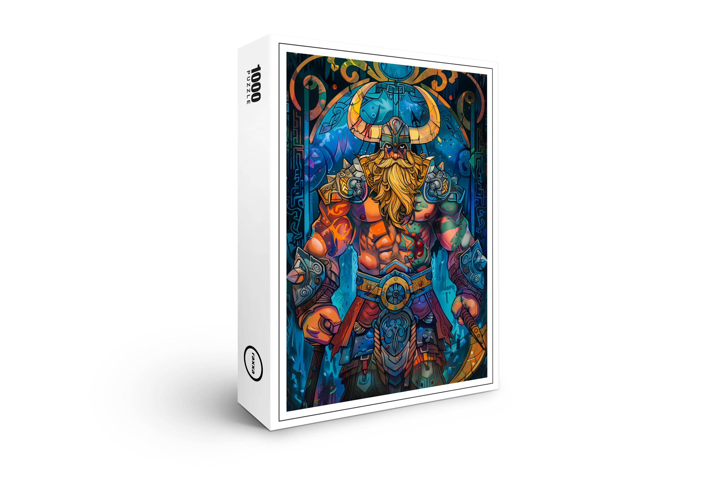 raxxa Premium-Puzzle: Viking Illustration Of Frostborn King Rising From Icebound Throne